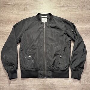 Goodfellow Bomber Jacket Mens Medium Black Varsity Full Zip Casual‎ Adult